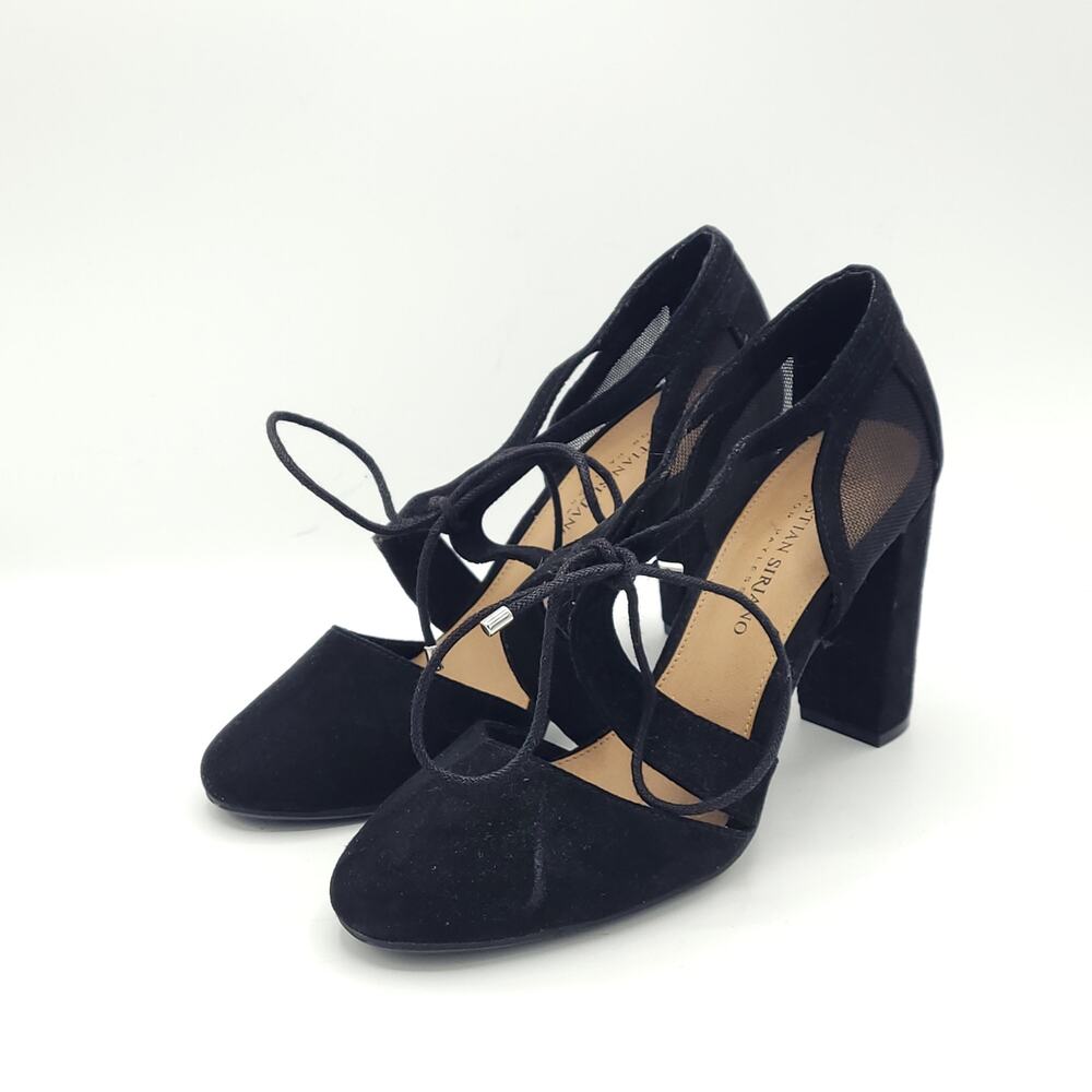 Christian Siriano Kami Ghillie block heels suede mesh women's size 7.5 shoes